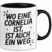 Cornelia Tasse Geschenk Wo Eine Cornelia Ist Ist Auch Ein Weg Geschenkidee Becher mit Name Schwarz Trendation