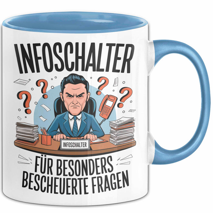 Bürokollege Tasse Geschenkidee Auskunftsschalter Kollege Blau Trendation