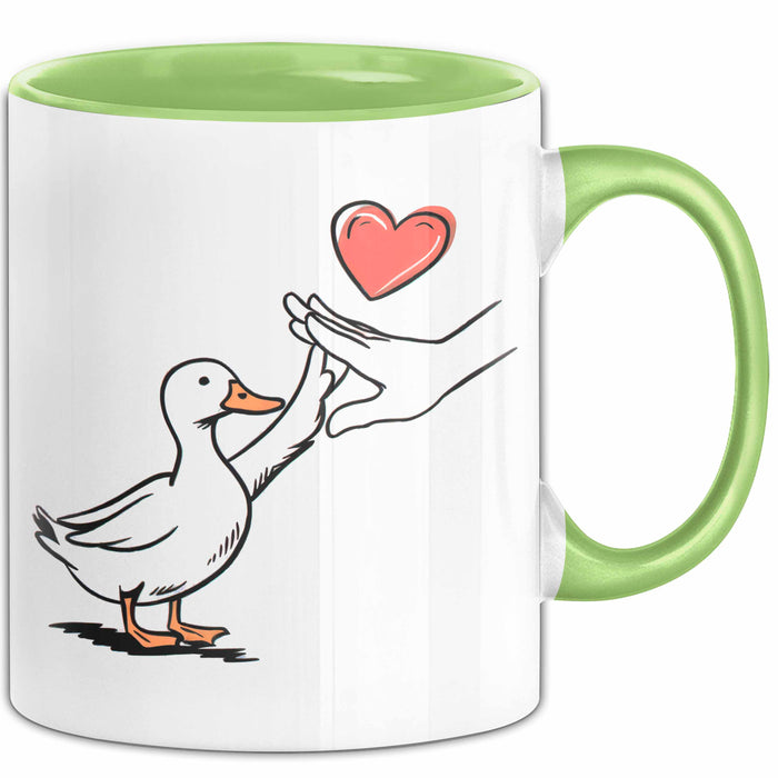 Ente Tier Liebe Herz Tasse Geschenk Lustige Geschenkidee Spruch Grün Trendation