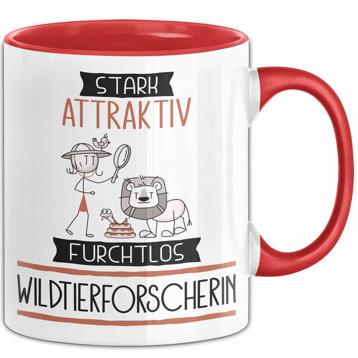 Wildtierforscherin Tasse Geschenk Becher Stark Attraktiv Furchtlos Wildtierforscherin Lustige Geschenkidee Rot Trendation
