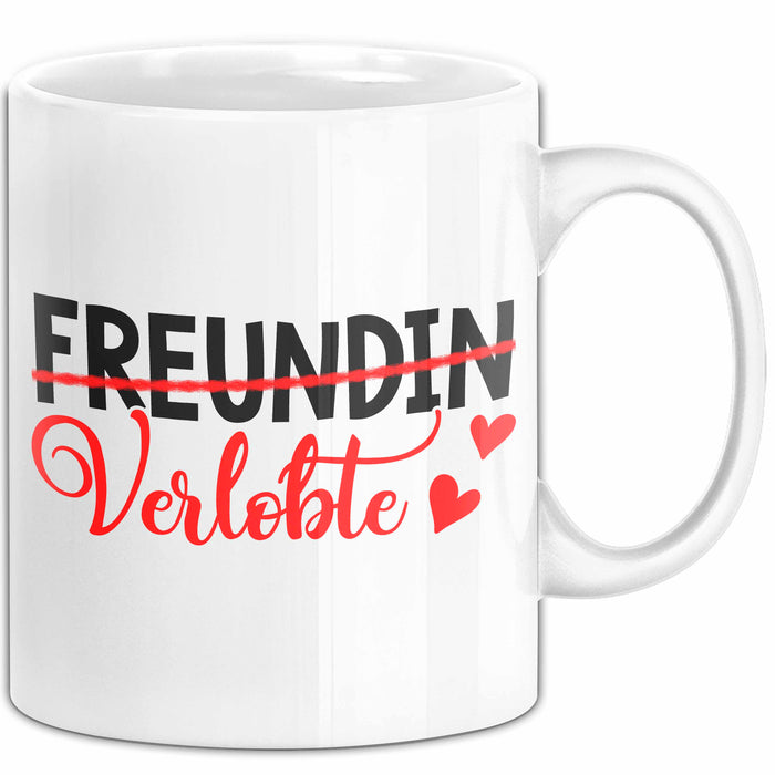 Verlobt Verlobung Verlobter Tasse Becher Geschenk Lustige Geschenkidee Spruch Verlobte Weiß Trendation