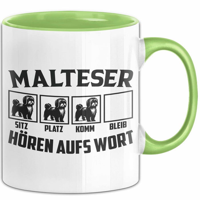 Malteser Hören Aufs Wort Tasse Geschenk Malteser Besitzer Mama Becher Grün Trendation