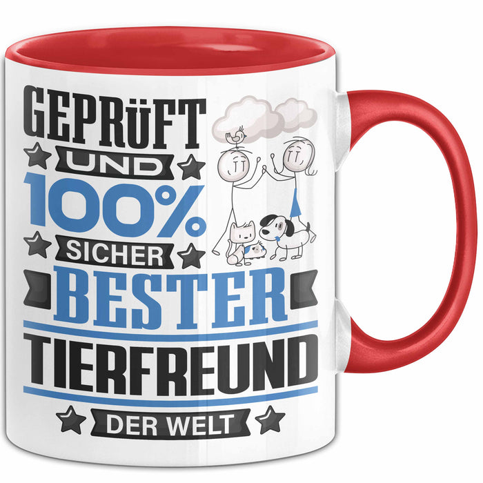 Tierfreund Geschenk Lustiger Spruch für Tierfreund Geschenkidee Bester Tierfreund Der Welt Rot Trendation