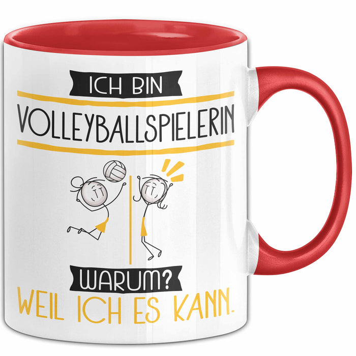 Volleyballspielerin Tasse Geschenk Ich Bin Volleyballspielerin Warum Weil Ich Es Kann Geschenkidee Geburtstag Rot Trendation