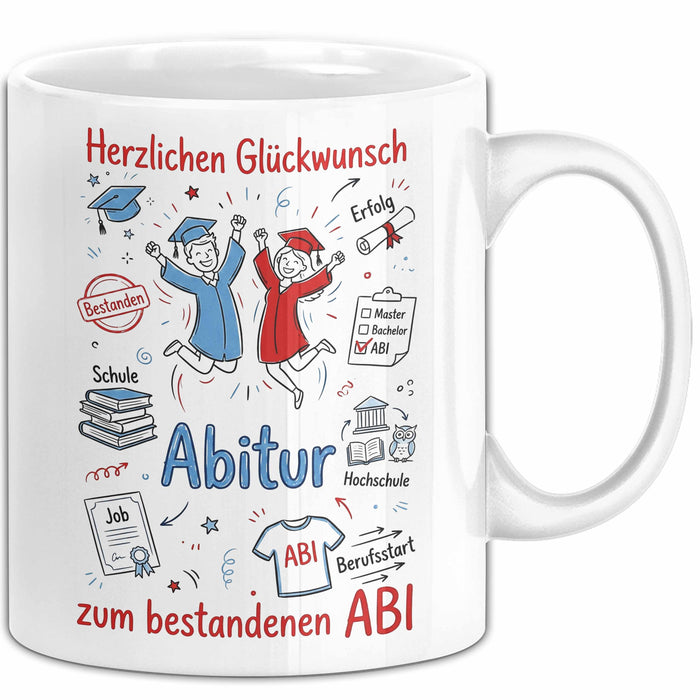 Schüler Abschluss Tasse Geschenk Lustige Geschenkidee Spruch Herzlichen Glückwunsch Abitur Weiß Trendation