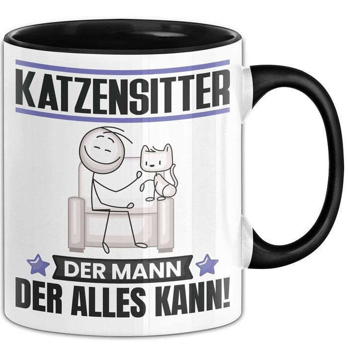Katzensitter Tasse Geschenk für Katzensitter Der Mann Der Alles Kann Geschenkidee zum Geburtstag Schwarz Trendation