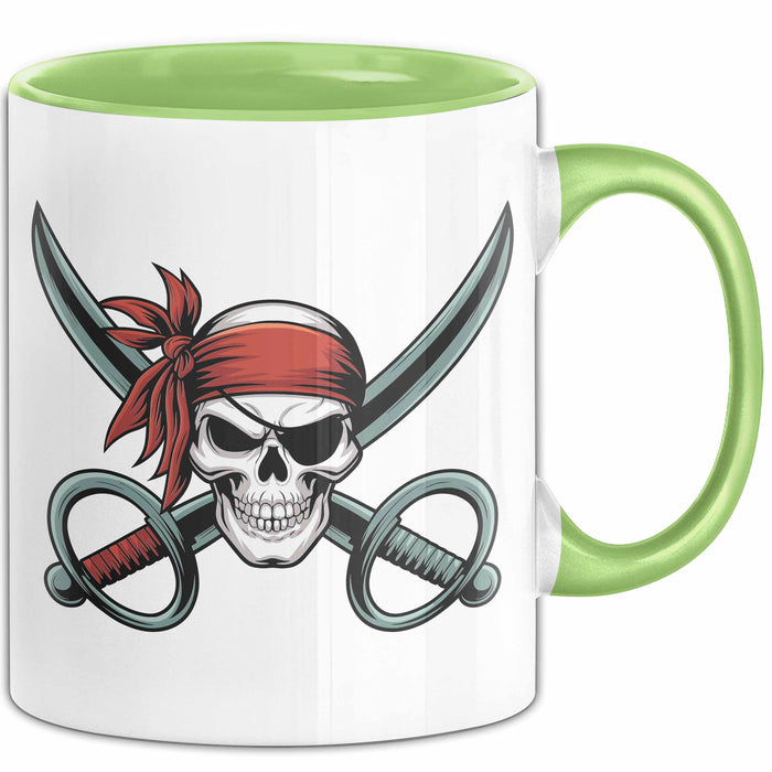 Piraten Fan Tasse Geschenkidee für Ahoy Abenteuerliebhaber Grün Trendation