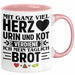 Krankenschwester Pflege Geschenk Tasse Mit Ganz Viel Herz Urin Und Kot Verdiene Ich Mein Täglich Brot Geschenkidee Kaffee-Becher Rosa Trendation