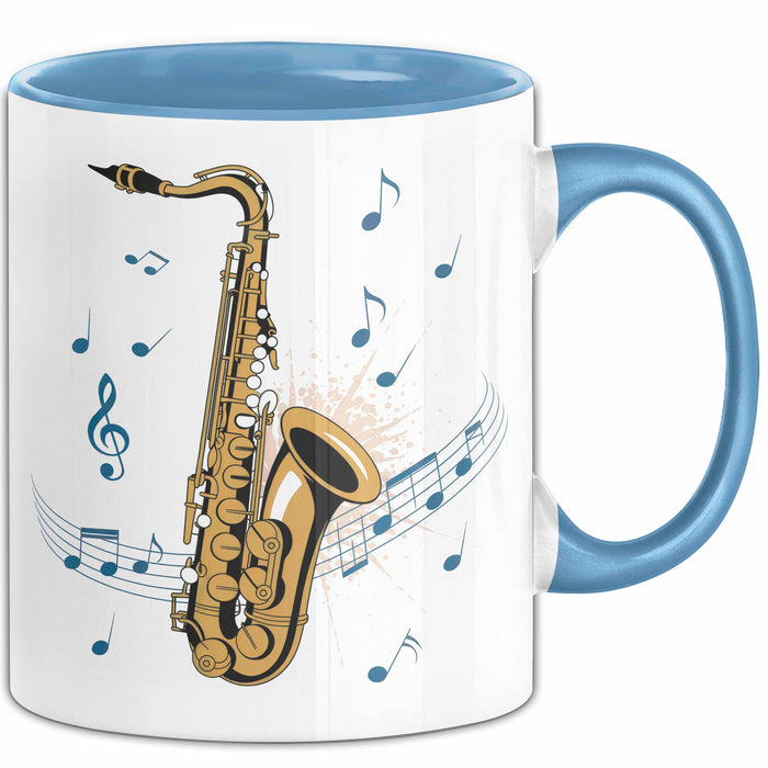 Saxophonspieler Tasse Geschenk Lustige Geschenkidee Spruch Blau Trendation