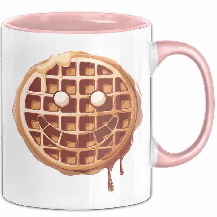 Waffel Liebhaber Tasse Geschenkidee für Sirup Fan Frühstück Rosa Trendation