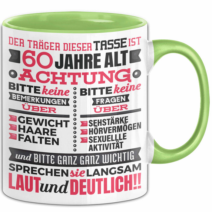 60 Jahre Tasse Geschenk Witziger Spruch Geburtstag Lustige Geschenkidee Grün Trendation