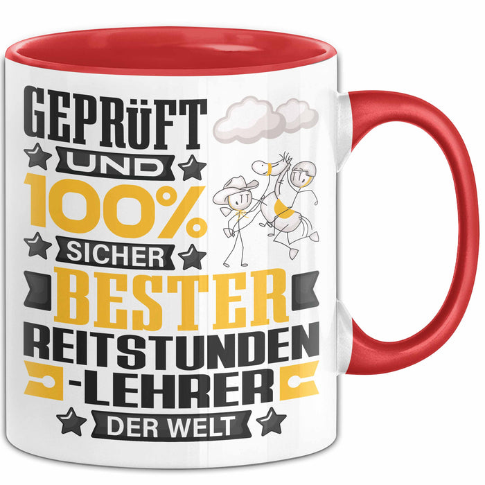 Reitstundenlehrer Geschenk Lustiger Spruch für Reitstundenlehrer Geschenkidee Bester Reitstundenlehrer Der Welt Rot Trendation