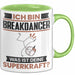 Breakdancer Tasse Geschenk für Breakdancer Geburtstag Lustiger Spruch Kaffee-Becher Was Ist Deine Superkraft Grün Trendation