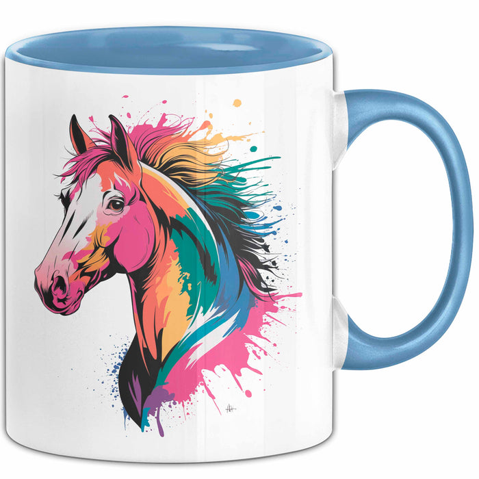 Pferde Tierliebhaber Tasse Geschenk Lustige Geschenkidee Spruch Blau Trendation