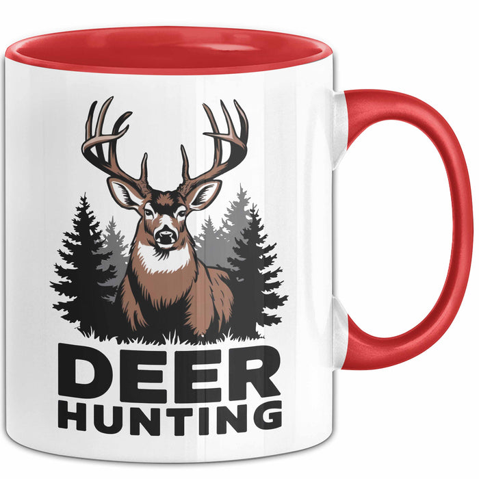 Hirschjäger Jagd Tasse Geschenk für Naturburschen Lustiges Rot Trendation