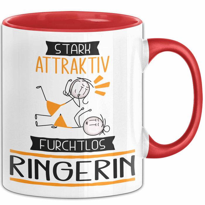 Ringerin Tasse Geschenk Becher Stark Attraktiv Furchtlos Ringerin Lustige Geschenkidee Rot Trendation