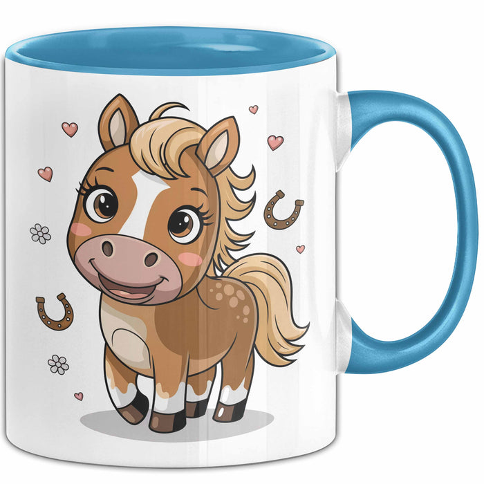 Pferdeliebhaber Tasse Geschenkidee für Reitsport Blau Trendation