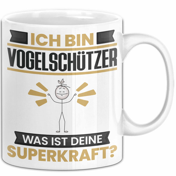 Vogelschützer Tasse Geschenk für Vogelschützer Geburtstag Lustiger Spruch Kaffee-Becher Was Ist Deine Superkraft Weiß Trendation