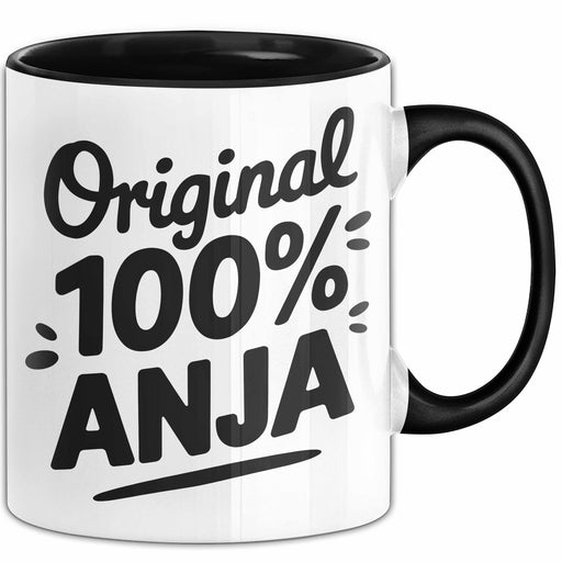 Anja Tasse Geschenk Original 100% Anja Geschenkidee Geburtstag Schwarz Trendation