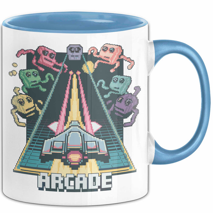 Retro Gamer Tasse Geschenkidee für Gaming und Konsolen Fans Blau Trendation