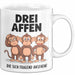 Affe Tier Tasse Geschenk Lustige Geschenkidee Spruch 3 affen Die Sich Fragend Ansehen Weiß Trendation