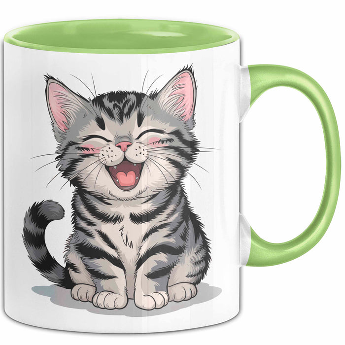 Katzen Tierliebhaber Tasse Geschenk Lustige Geschenkidee Spruch Grün Trendation