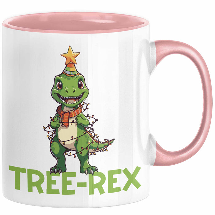 Tree-Rex Dinosaurier Tasse Weihnachten Geschenk Jungs Jungen Weihnachtsbaum T-Rex Rosa Trendation