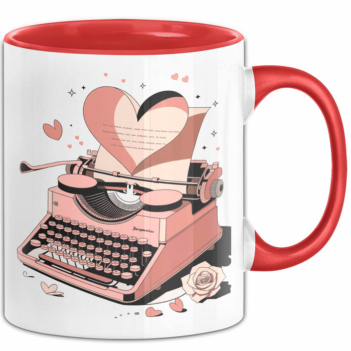 Liebesroman Autor Tasse Geschenkidee für Liebesgeschichte Rot Trendation