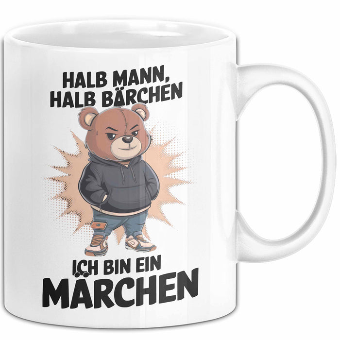 Bärtige Männer Tasse Geschenk Lustige Geschenkidee Spruch Halb Mann Halb Bärchen Weiß Trendation