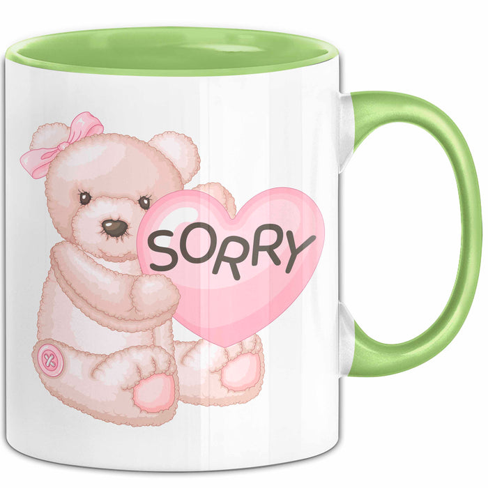 Entschuldigung Tasse Es Tur Mir Leid Geschenkidee Sorry Becher Grün Trendation