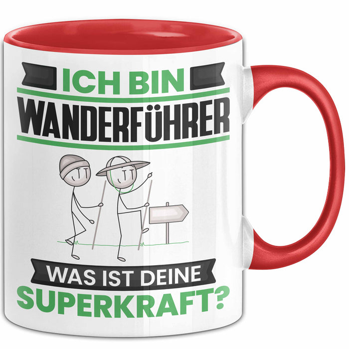Wanderführer Tasse Geschenk für Wanderführer Geburtstag Lustiger Spruch Kaffee-Becher Was Ist Deine Superkraft Rot Trendation