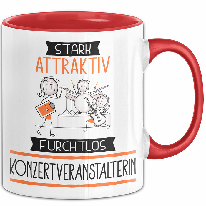 Konzertveranstalterin Tasse Geschenk Becher Stark Attraktiv Furchtlos Konzertveranstalterin Lustige Geschenkidee Rot Trendation