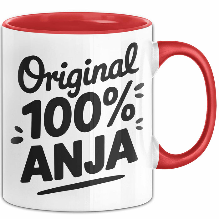 Anja Tasse Geschenk Original 100% Anja Geschenkidee Geburtstag Rot Trendation
