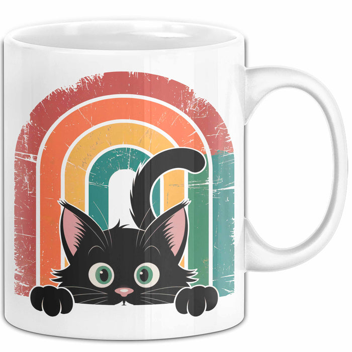 Katzen Tierliebhaber Vintage Tasse Geschenk Lustige Geschenkidee Spruch Weiß Trendation