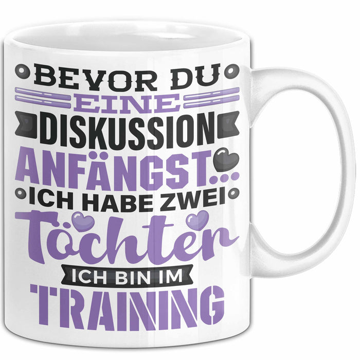 Mama Papa Tasse Geschenk 2 Töchter Geschenkidee Muttertag Vatertag Geschenke Weiß Trendation