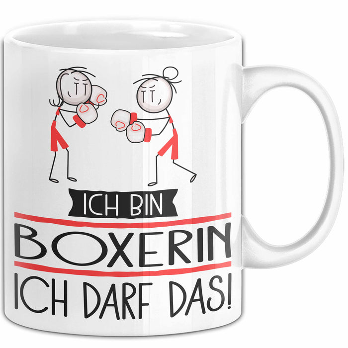 Geschenk für Boxerin Tasse Lustige Geschenkidee Geburtstag Ich Bin Boxerin Ich Darf Das Weiß Trendation