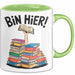 Buchleser Bücher Lesen Tasse Geschenk Lustige Geschenkidee Spruch Bin Hier Grün Trendation