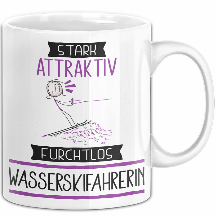 Wasserskifahrerin Tasse Geschenk Becher Stark Attraktiv Furchtlos Wasserskifahrerin Lustige Geschenkidee Weiß Trendation