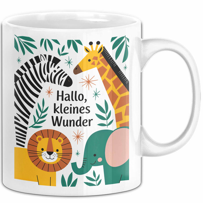 Baby Geburt Neue Eltern Tasse Geschenk Lustige Geschenkidee Spruch Kleines Wunder Weiß Trendation