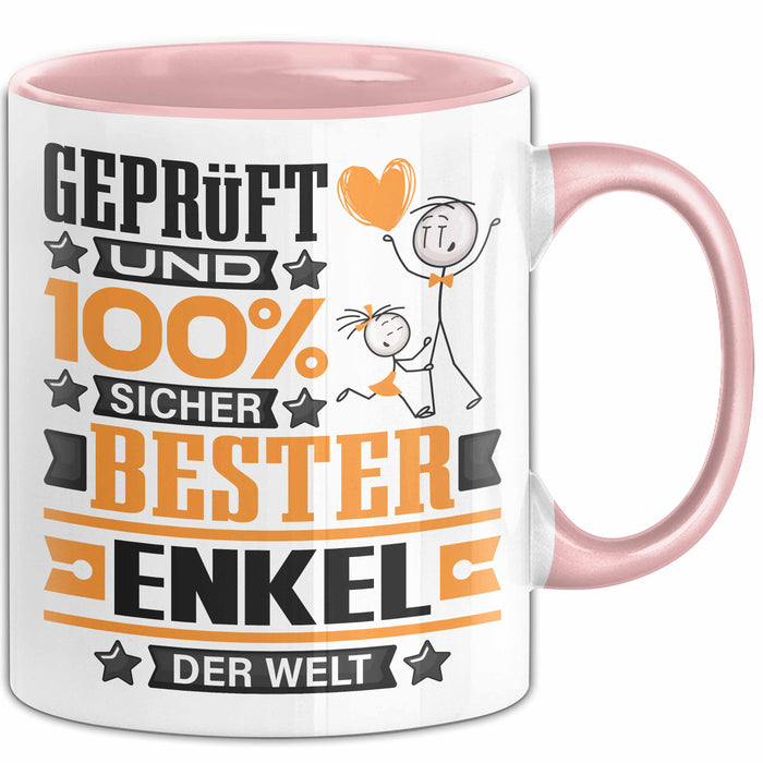 Enkel Geschenk Lustiger Spruch für Enkel Geschenkidee Bester Enkel Der Welt Rosa Trendation