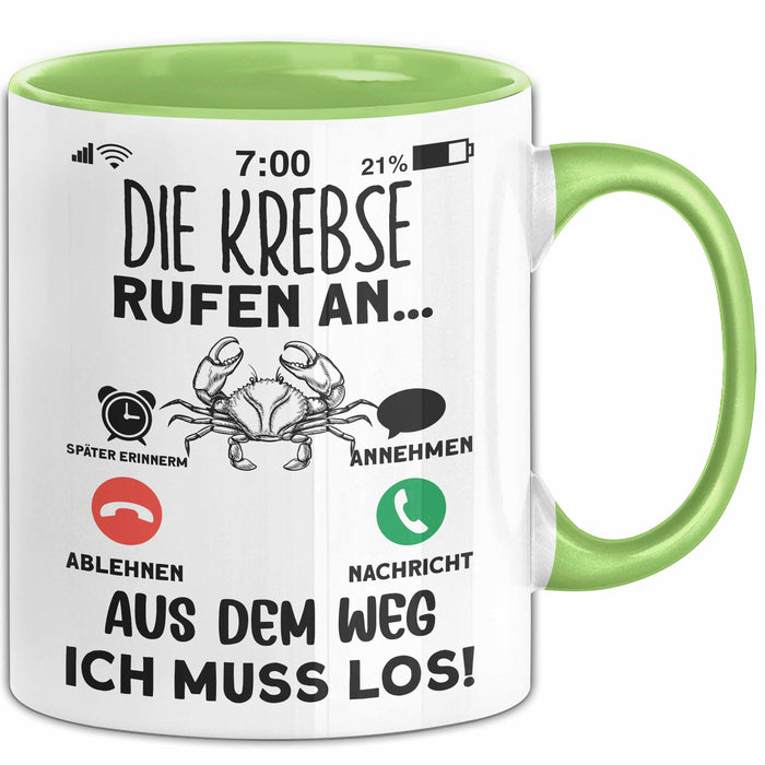 Krebse Liebhaber Tasse Geschenk Die Krebse Rufen An Geschenkidee Becher Grün Trendation