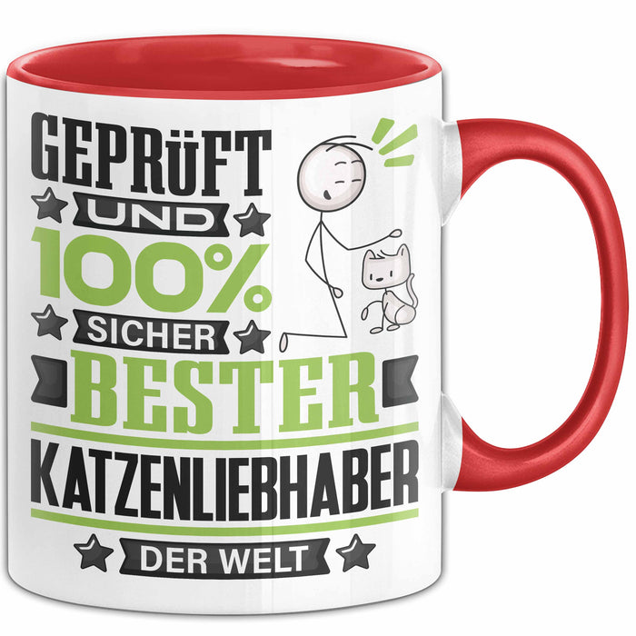 Katzenliebhaber Geschenk Lustiger Spruch für Katzenliebhaber Geschenkidee Bester Katzenliebhaber Der Welt Rot Trendation