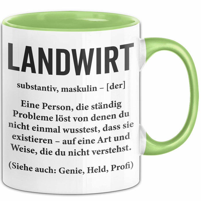 Bauer Sarkastisch Sarkasmus Tasse Geschenk Lustige Geschenkidee Spruch Landwirt Definition Grün Trendation