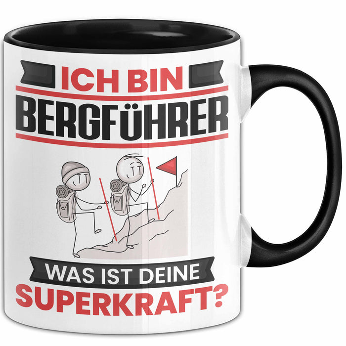 Bergführer Tasse Geschenk für Bergführer Geburtstag Lustiger Spruch Kaffee-Becher Was Ist Deine Superkraft Schwarz Trendation