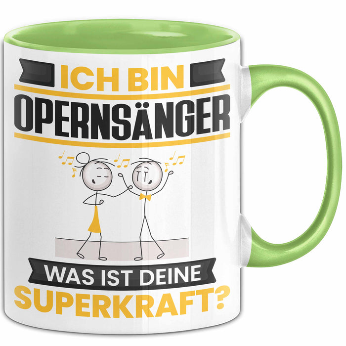 Opernsänger Tasse Geschenk für Opernsänger Geburtstag Lustiger Spruch Kaffee-Becher Was Ist Deine Superkraft Grün Trendation