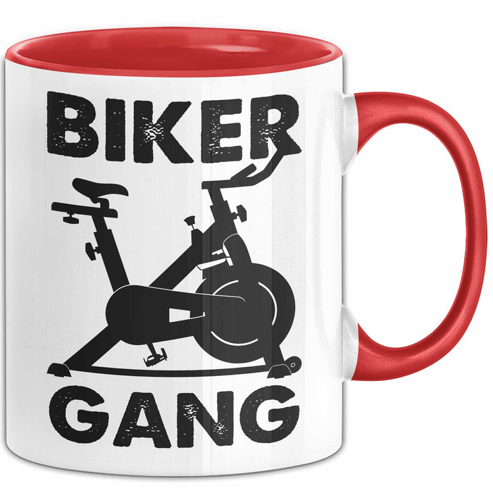 Biker Gang Tasse Geschenk Cardio Zuhause Fitness-Bike Geschenkidee Becher Rot Trendation