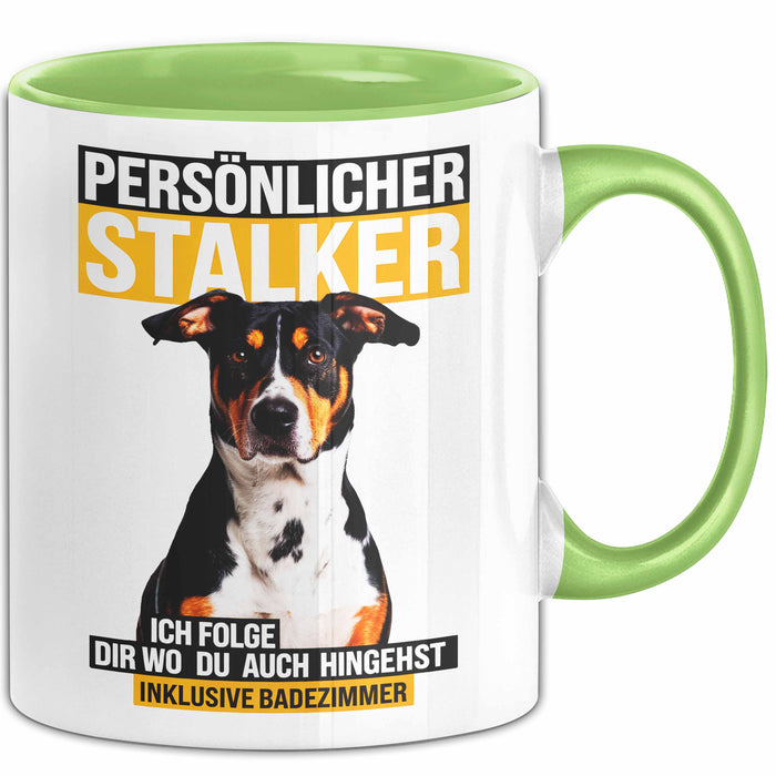 Appenzeller Sennenhund Hund Tasse Geschenk Lustige Geschenkidee Spruch Persönlicher Stalker Ich Folge Dir Wo Du Auch Hingehst Grün Trendation