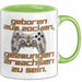 Humor Tasse Gamer – Geboren zum Zocken, gezwungen erwachsen zu sein – Lustiger Kaffee-Becher Geschenk für Gamer und Zocker Lustig Grün Trendation