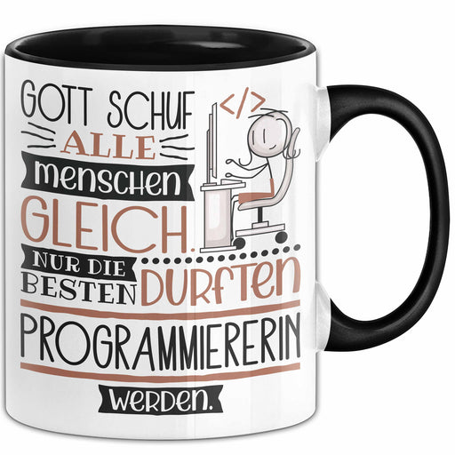 Programmiererin Geschenk Becher Tasse Gott Schuf Alle Menschen Gleich Nur Die Besten Durfeten Programmiererin Werden Geschenkidee Lustig Trendation