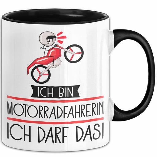 Geschenk für Motorradfahrerin Tasse Lustige Geschenkidee Geburtstag Ich Bin Motorradfahrerin Ich Darf Das Trendation